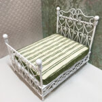 Vintage Looking Dollhouse Mattress, Dark Green and Cream Striped